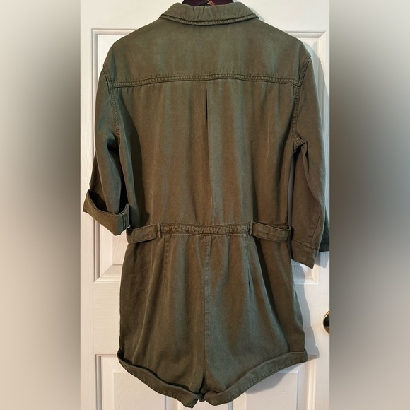 FREE PEOPLE 4 Army Green Military Utility Long Sleeve Romper Convertible Sleeves - Picture 15 of 16